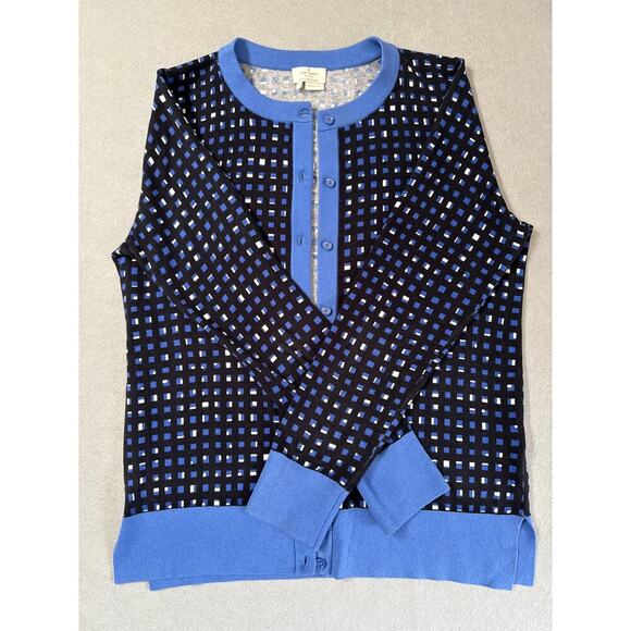 Women’s Kate Spade Geo Pattern Cotton Button up Sweater Sz L - Picture 1 of 4